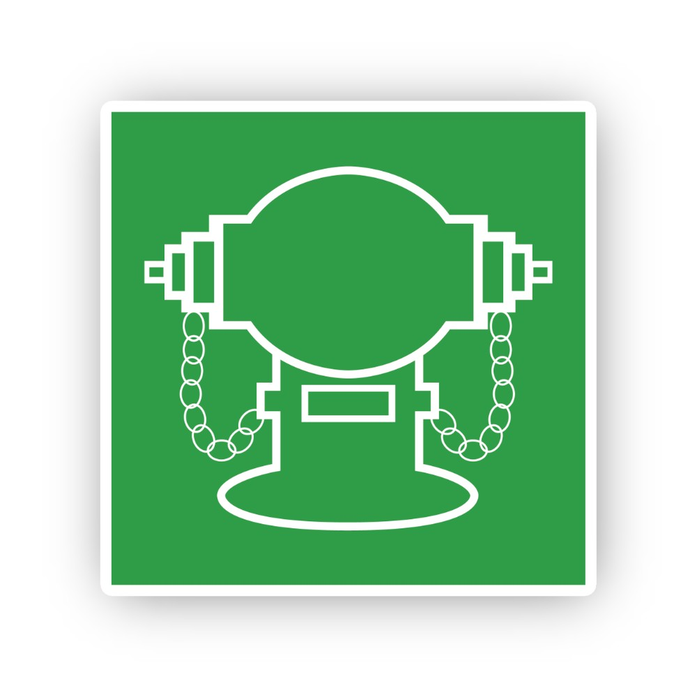 Green Square White Hydrant Chain Outline Vinyl Decal Stickers