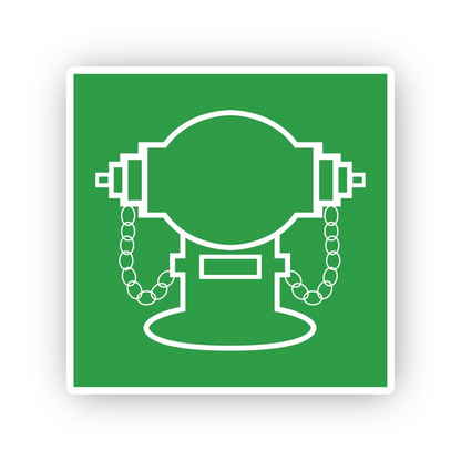Green Square White Hydrant Chain Outline Vinyl Decal Stickers