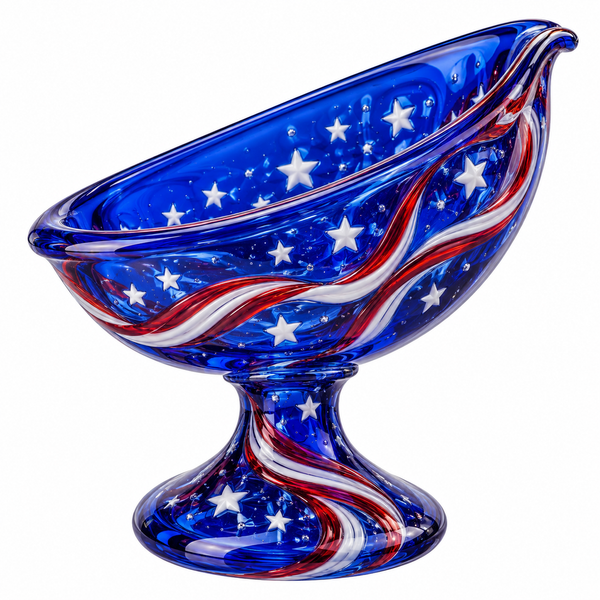 Blue Glass Star Striped Pedestal Bowl Art Vinyl Decal Stickers