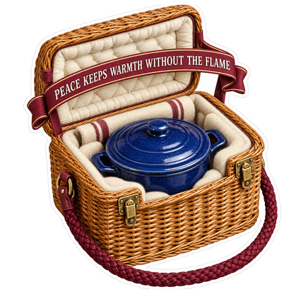 Blue Pot in Wicker Basket Peace Art Vinyl Decal Stickers