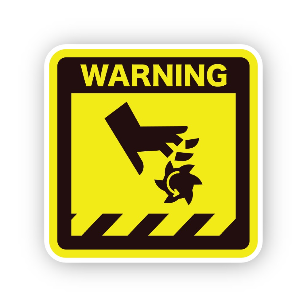Yellow Warning Hand Blade Rotor Panel Vinyl Decal Stickers