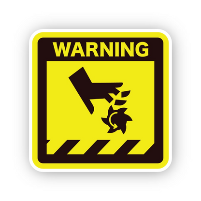 Yellow Warning Hand Blade Rotor Panel Vinyl Decal Stickers