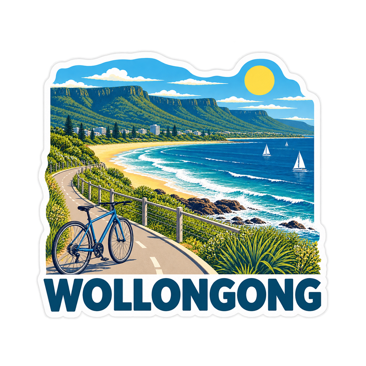 Wollongong Coastal Bicycle Path Art Vinyl Decal Stickers