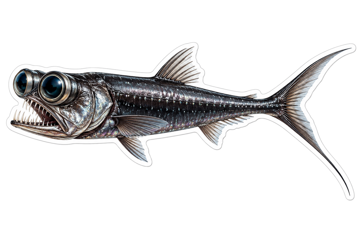 Silver Telescopefish with Large Eyes Vinyl Decal Stickers