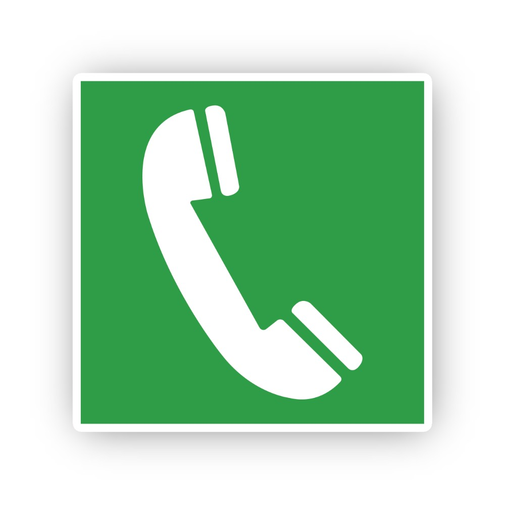 Green White Telephone Receiver Square Vinyl Decal Stickers
