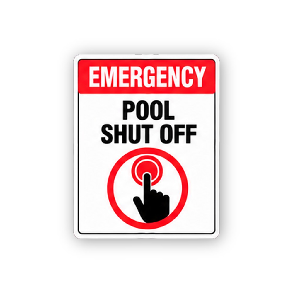 Red Emergency Pool Shut Off Finger Panel Vinyl Decal Stickers