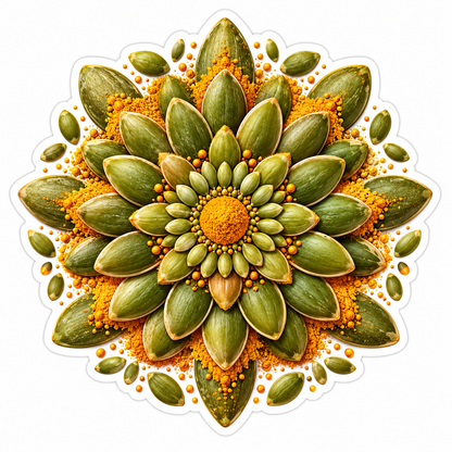 Green Pumpkin Seed Floral Mandala Art Vinyl Decal Stickers