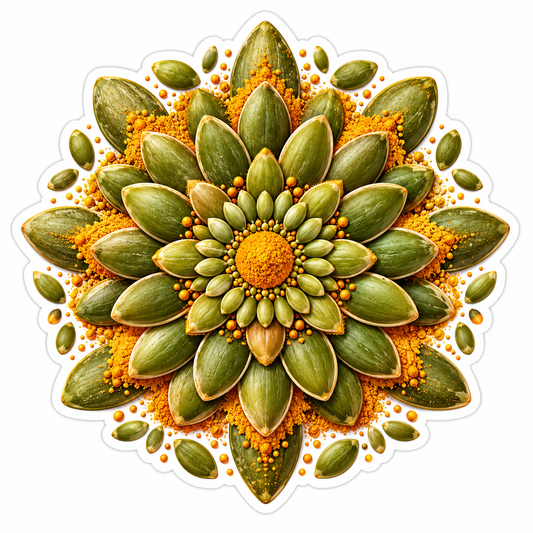 Green Pumpkin Seed Floral Mandala Art Vinyl Decal Stickers