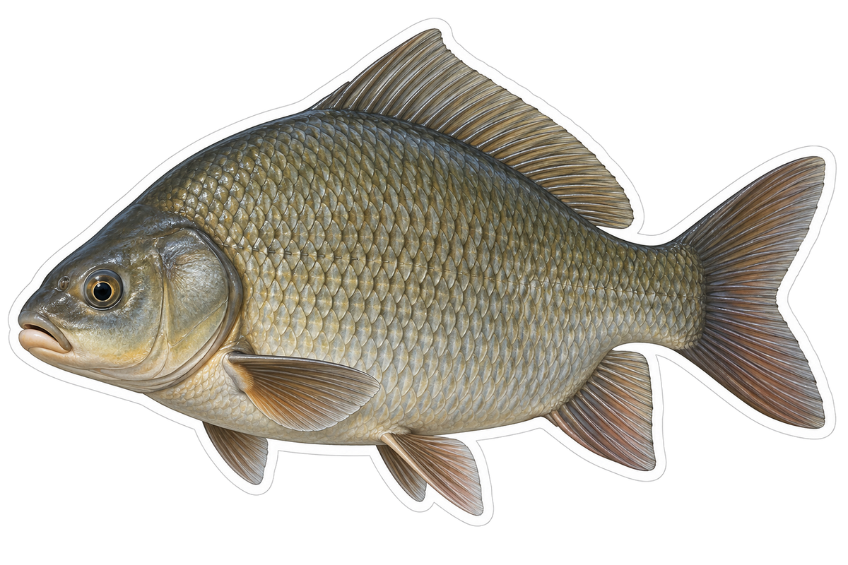 Gray Deep Bodied Fish with Small Mouth Art Vinyl Decal Stickers