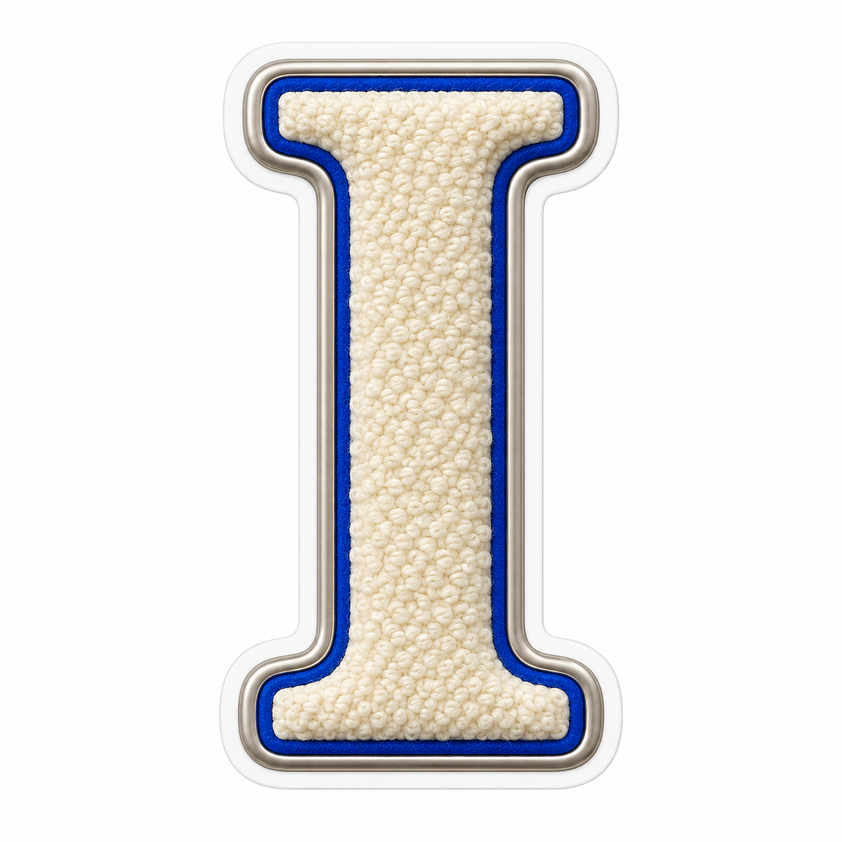 Cream Loop Texture Blue Trim Letter I Vinyl Decal Stickers