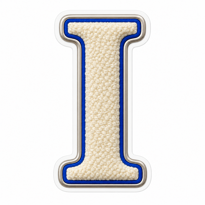 Cream Loop Texture Blue Trim Letter I Vinyl Decal Stickers