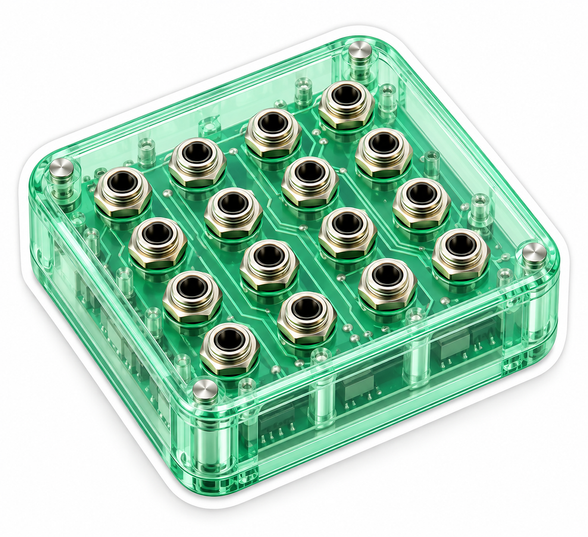 Clear Mint Square Box with Sixteen Metal Jacks Vinyl Decal Stickers