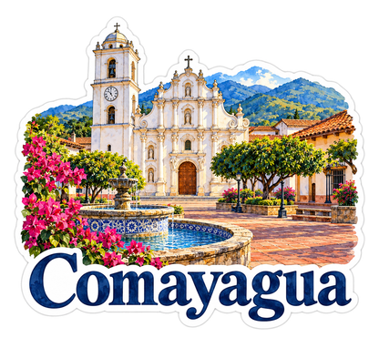 Comayagua White Cathedral Plaza Art Vinyl Decal Stickers