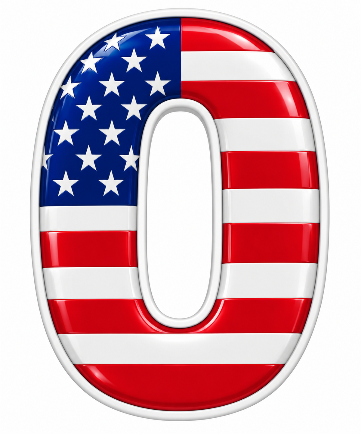 Glossy US Flag Number Zero Vinyl Decal Stickers