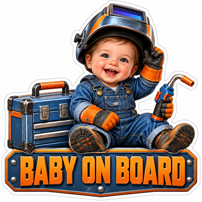 Baby on Board Welder with Tool Box Art Vinyl Decal Stickers