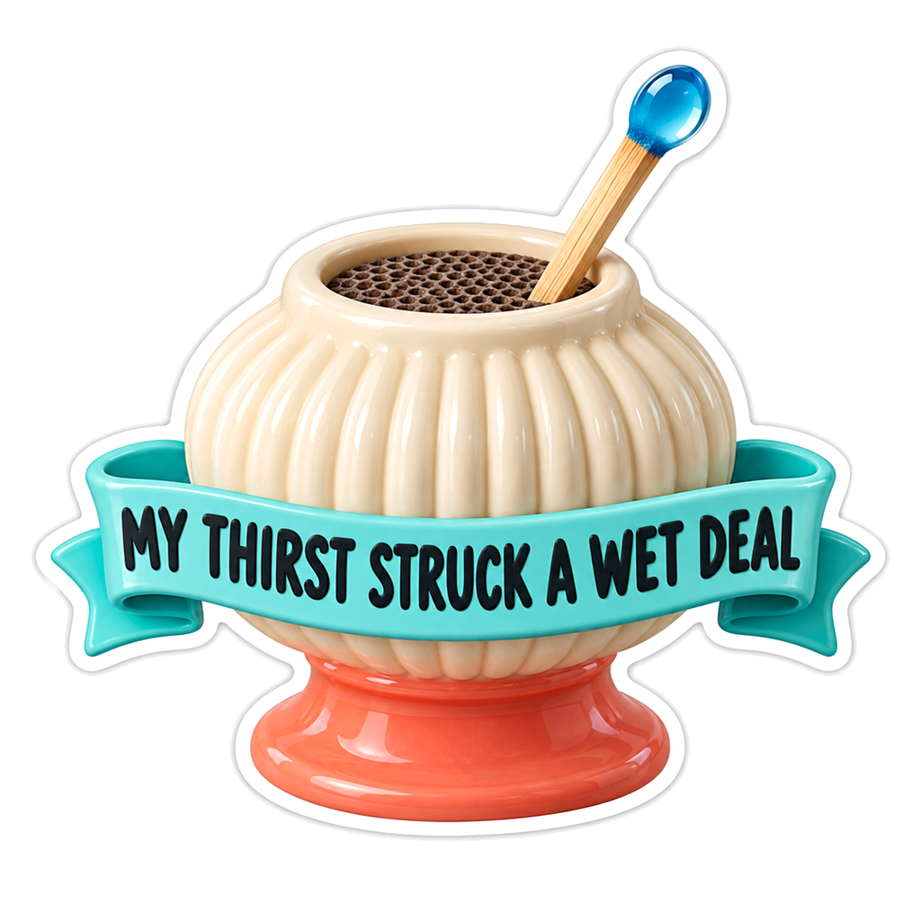 Cream Match Holder with Coral Base and Blue Tip Vinyl Decal Stickers