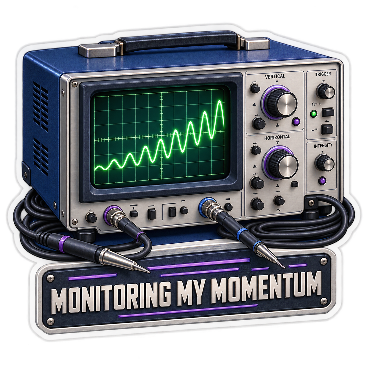 Blue Oscilloscope Green Wave Screen Vinyl Decal Stickers