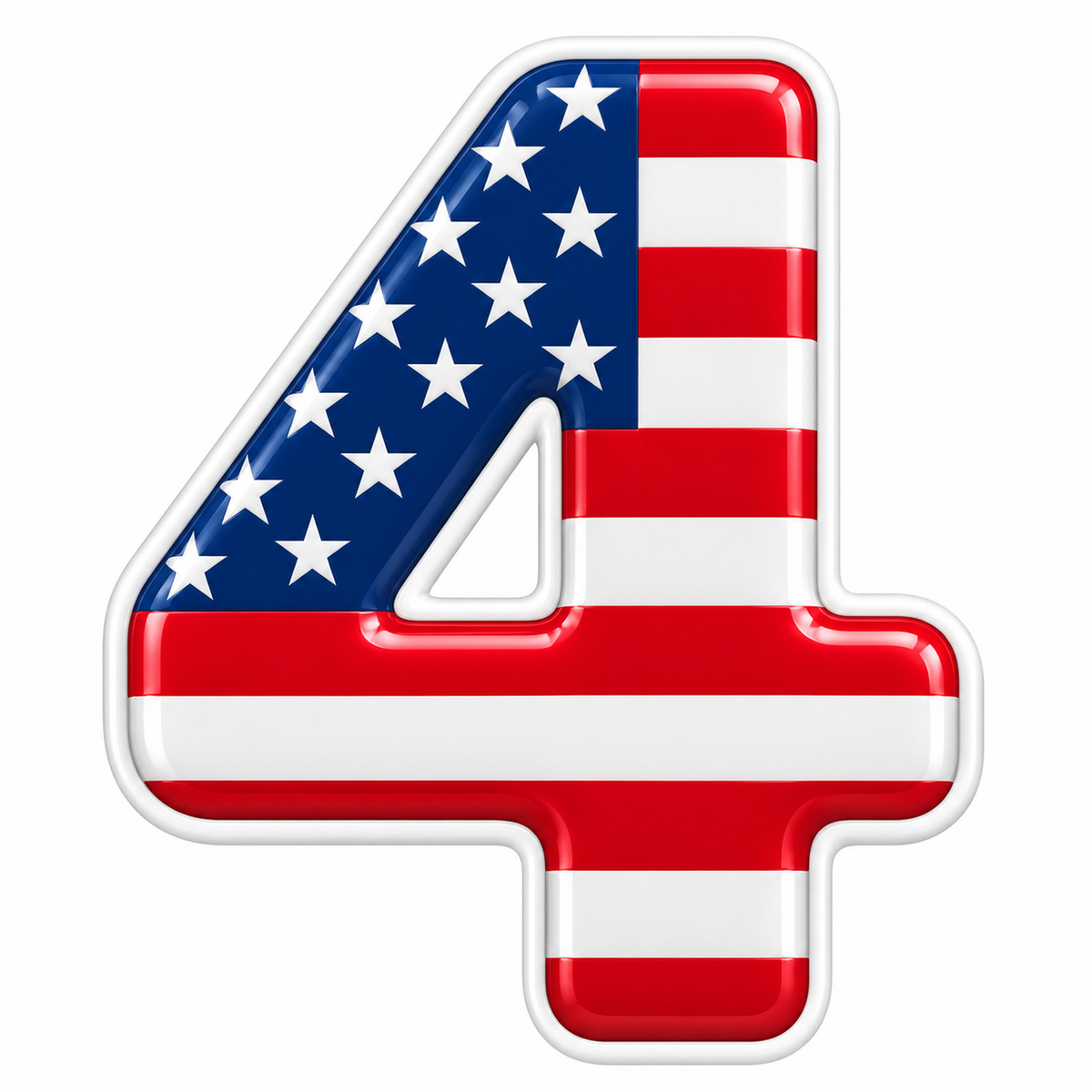 Glossy US Flag Number Four Vinyl Decal Stickers