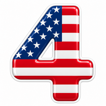 Glossy US Flag Number Four Vinyl Decal Stickers