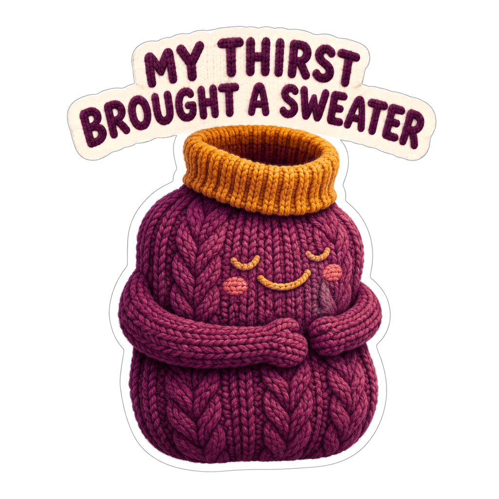 Burgundy Knit Cover With Sweater Quote Art Vinyl Decal Stickers