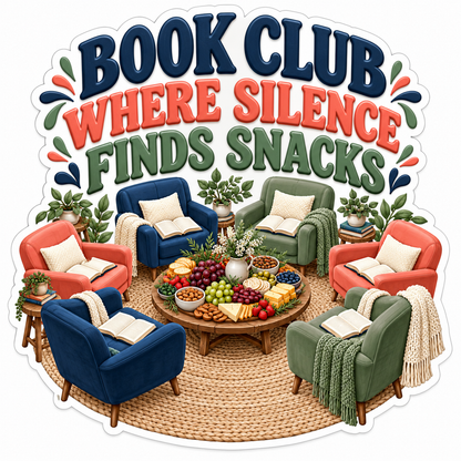 Book Club Silence Finds Snacks Art Vinyl Decal Stickers