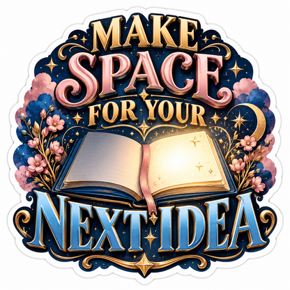 Idea Quote with Open Book and Pink Flowers Art Vinyl Decal Stickers