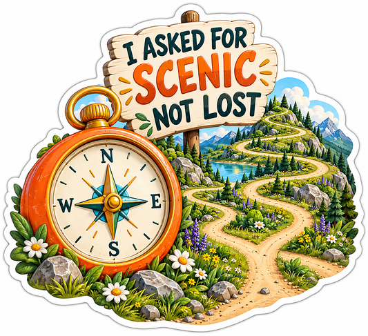 Scenic Not Lost Mountain Path Compass Art Vinyl Decal Stickers