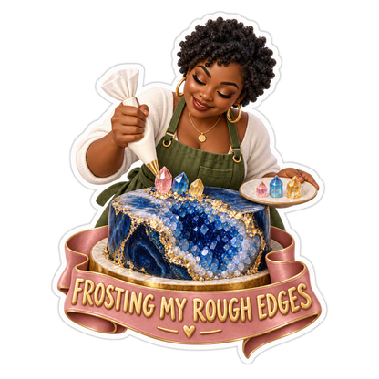 Woman Frosting Blue Crystal Cake Art Vinyl Decal Stickers