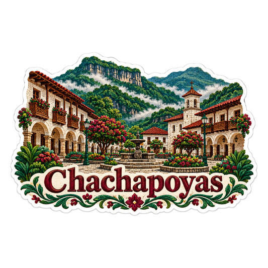 Chachapoyas Mountain Plaza Travel Art Vinyl Decal Stickers