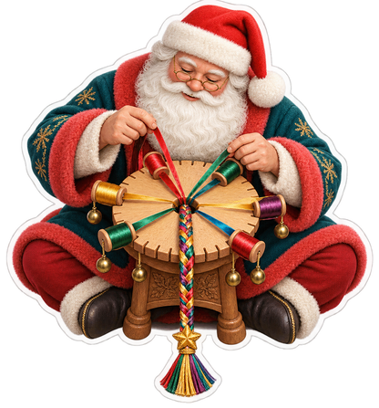 Santa Braiding Colorful Ribbon Art Vinyl Decal Stickers