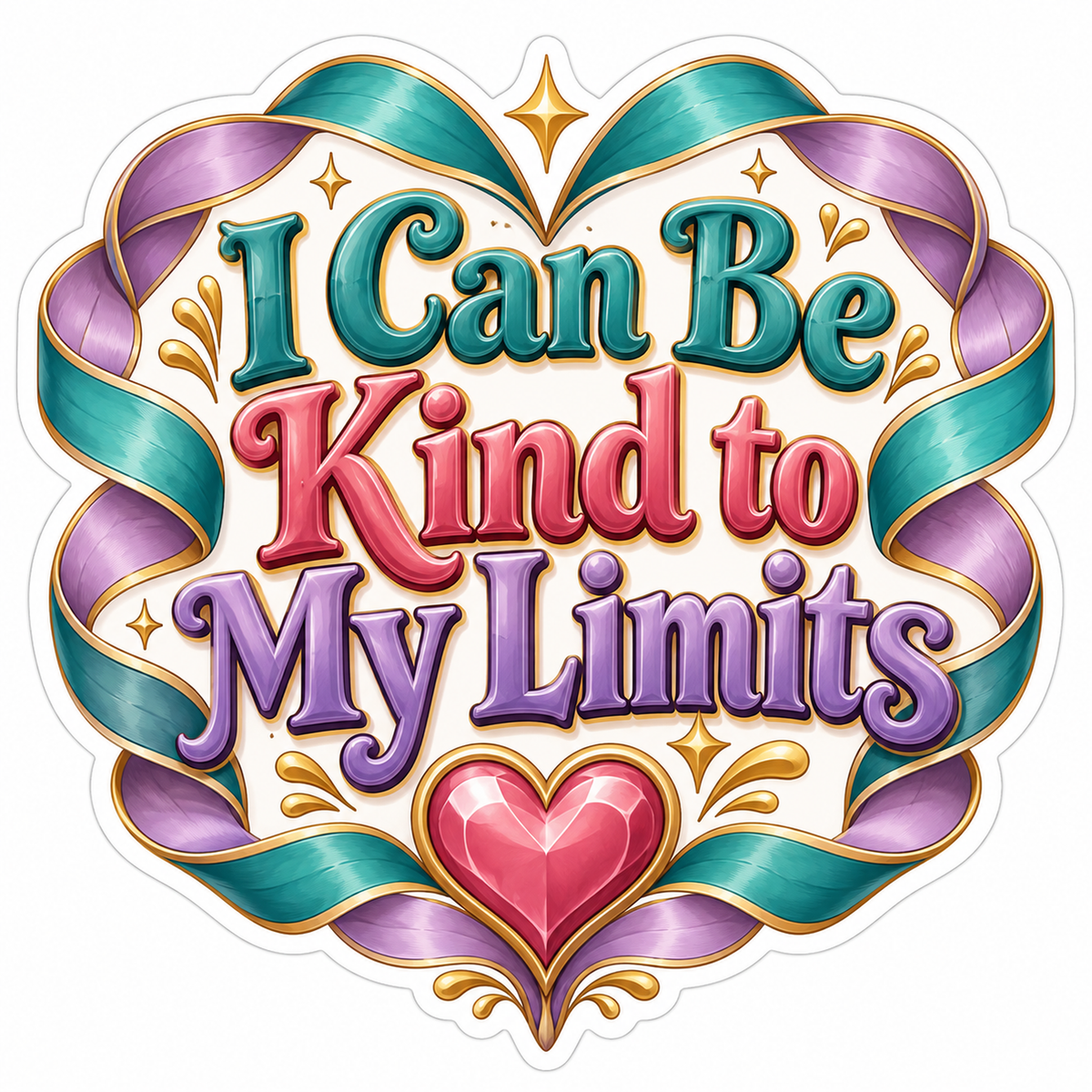 Ribbon Heart and Kind Limits Quote Vinyl Decal Stickers