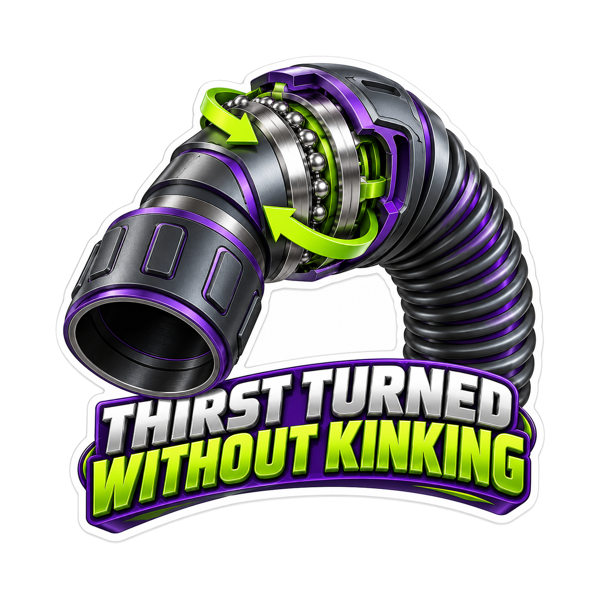 Purple Vacuum Hose With Green Swivel Arrows Art Vinyl Decal Stickers