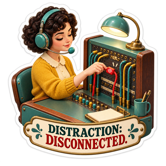 Woman Operating Green Switchboard Vinyl Decal Stickers
