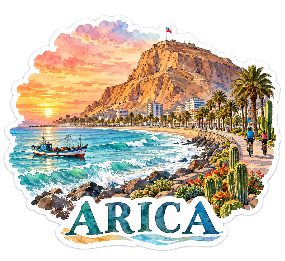 Arica Coastal Cliff at Dawn Art Vinyl Decal Stickers
