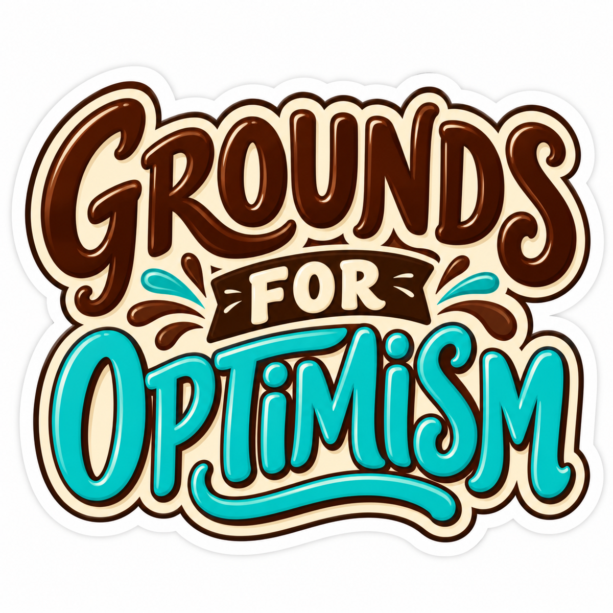 Grounds for Optimism Brown Teal Quote Vinyl Decal Stickers