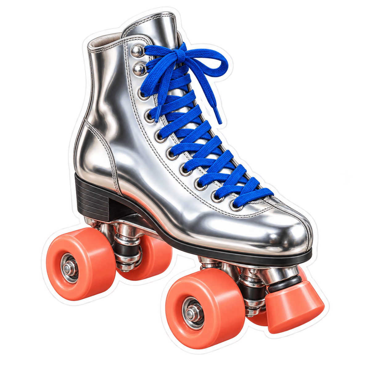 Silver Roller Skate with Blue Laces Vinyl Decal Stickers