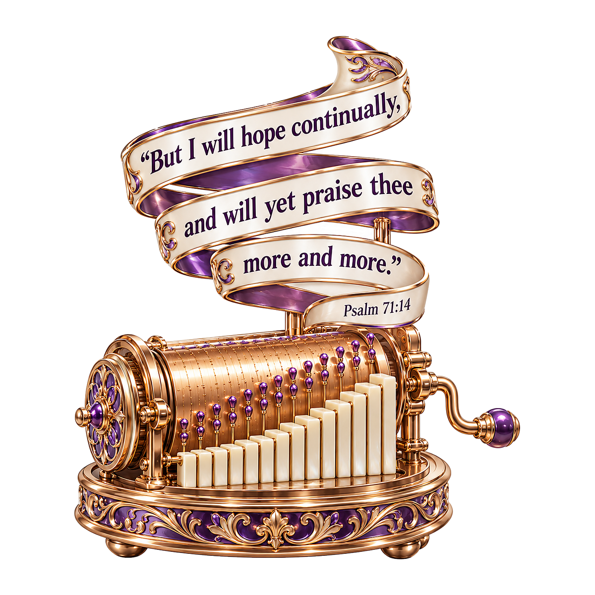 Purple Music Cylinder with Scripture Quote Vinyl Decal Stickers
