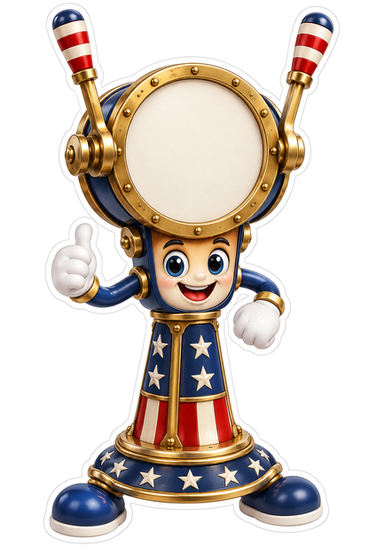 Patriotic Brass Round Dial with Twin Handles Vinyl Decal Stickers