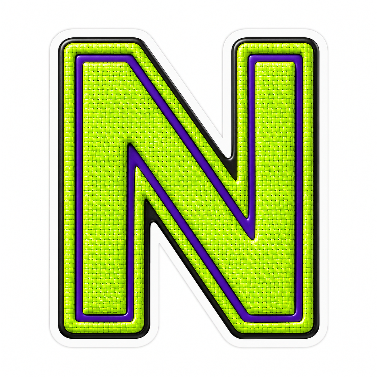 Lime Mesh Letter N with Purple Edge Art Vinyl Decal Stickers