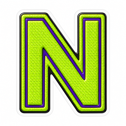 Lime Mesh Letter N with Purple Edge Art Vinyl Decal Stickers