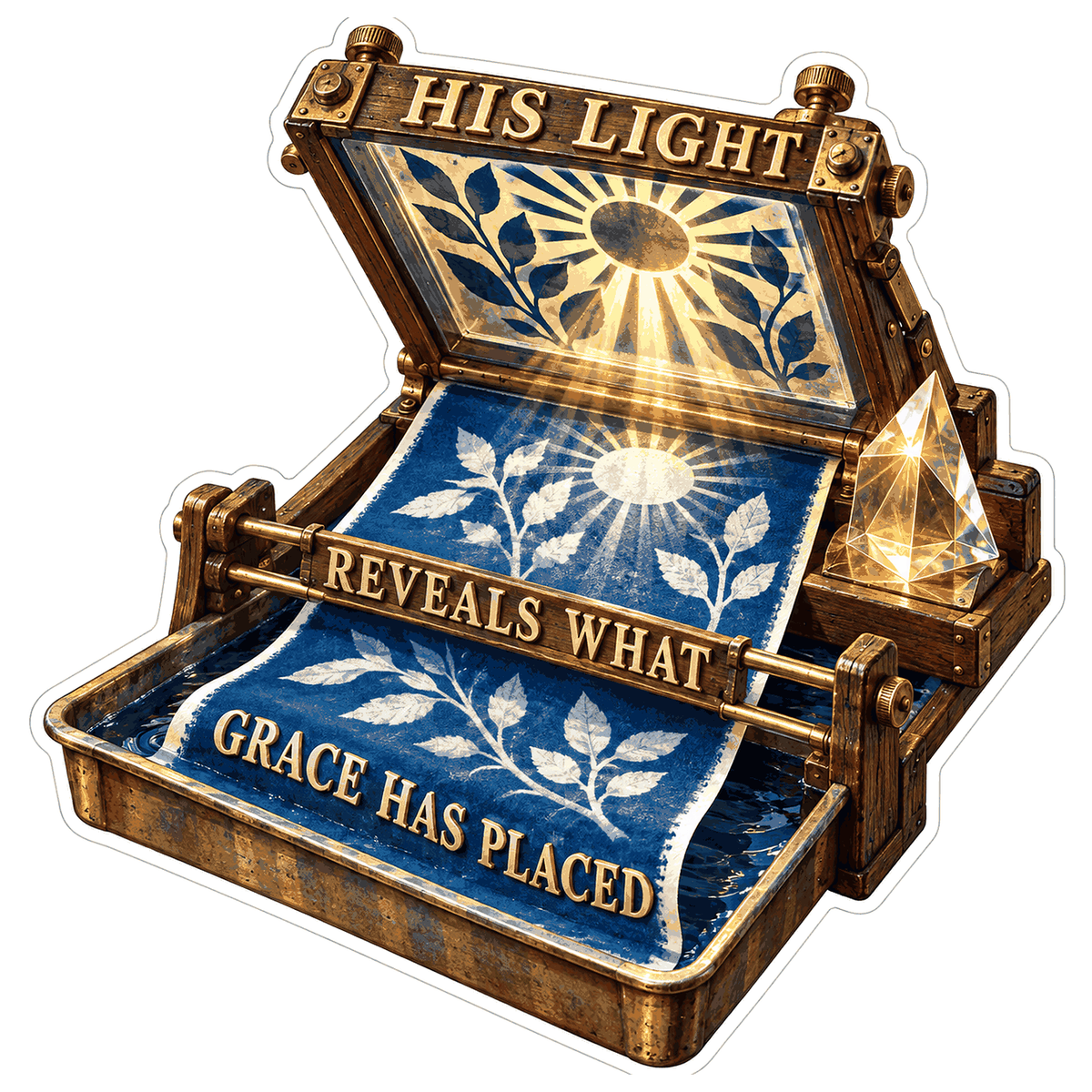 Grace Sunlit Blue Botanical Print Box Art Vinyl Decal Stickers