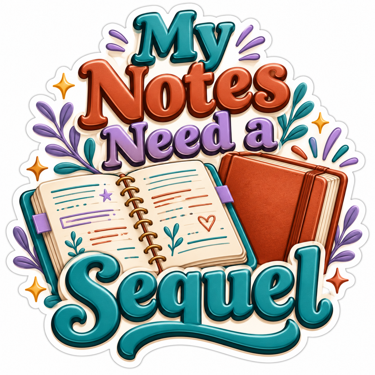 My Notes Need a Sequel Open Notebook Vinyl Decal Stickers