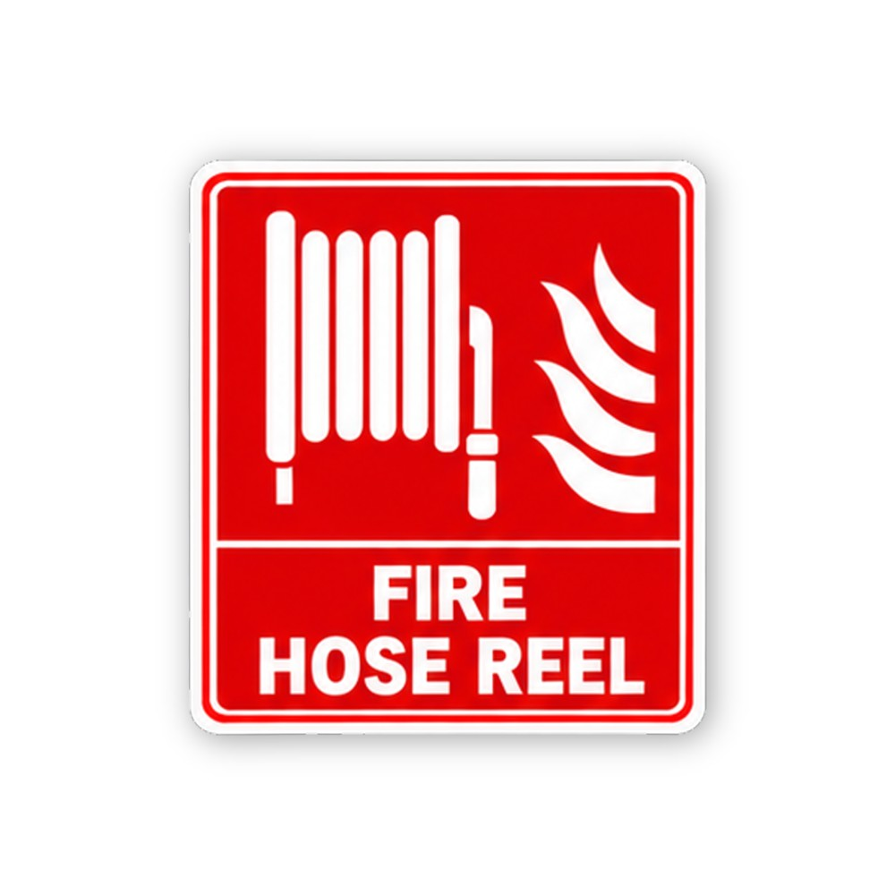 Red Fire Hose Reel Flame Portrait Vinyl Decal Stickers