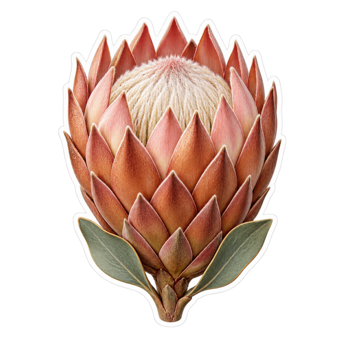 Copper Pink Protea Bloom Art Vinyl Decal Stickers