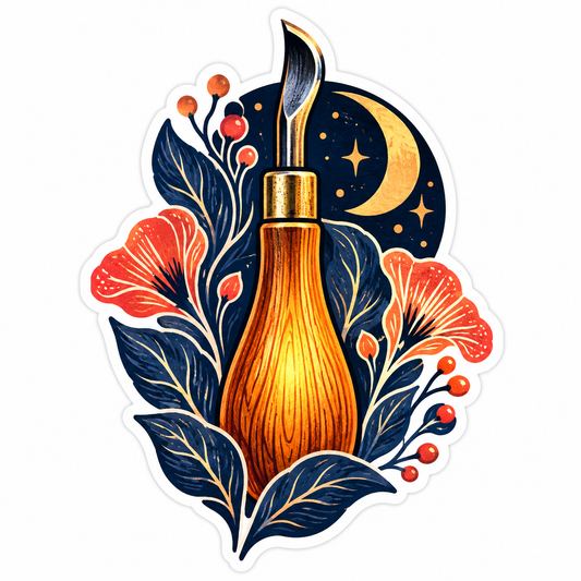 Wooden Carving Tool Moon Floral Art Vinyl Decal Stickers