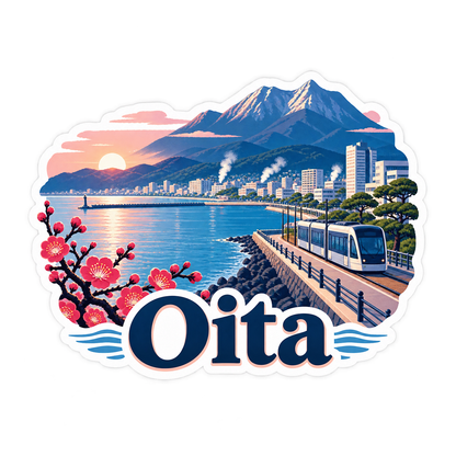 Oita Mountain Bay Sunset Art Vinyl Decal Stickers