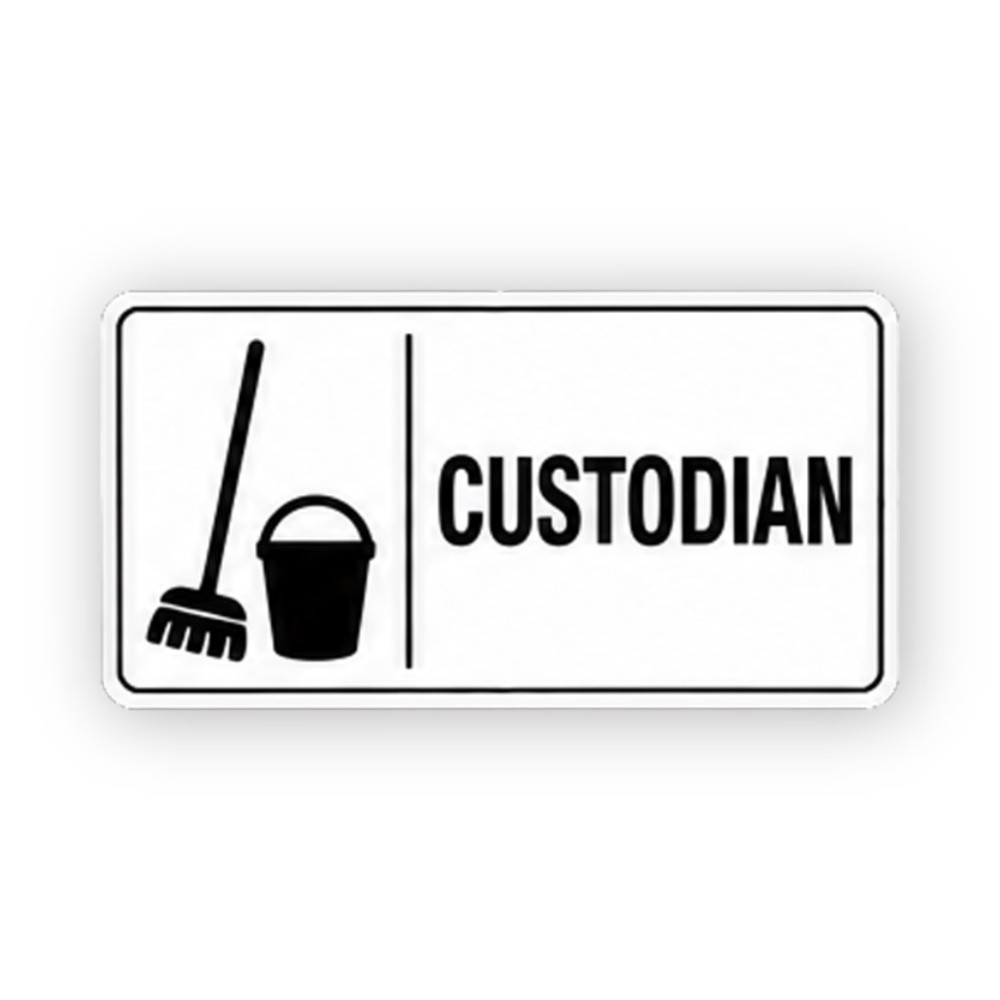 Black Custodian Broom Bucket Panel Vinyl Decal Stickers