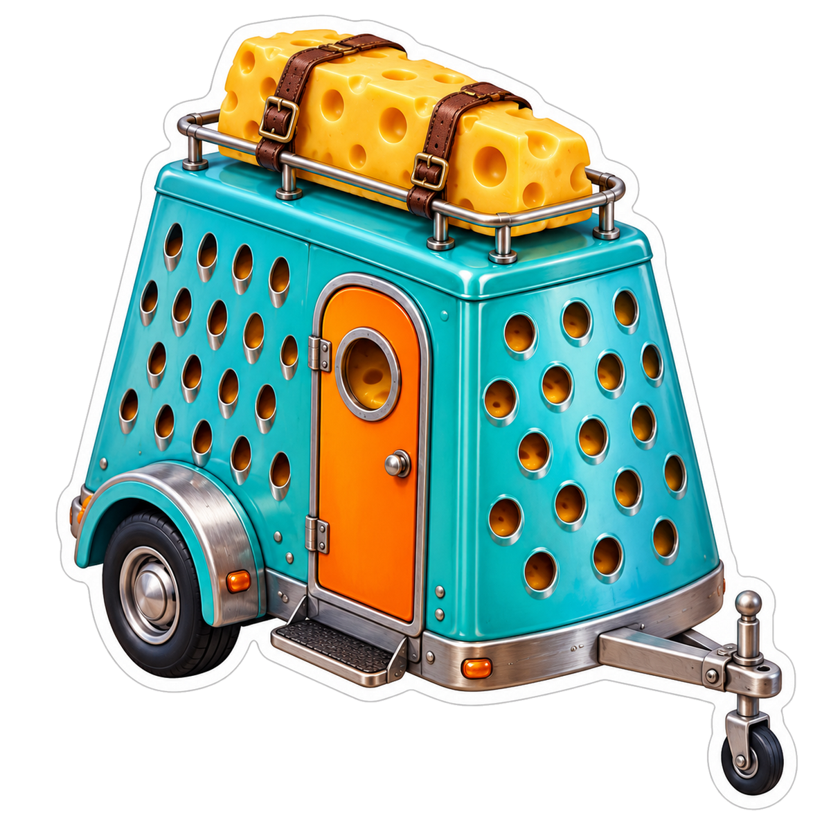Teal Cheese Grater Camper Trailer Art Vinyl Decal Stickers
