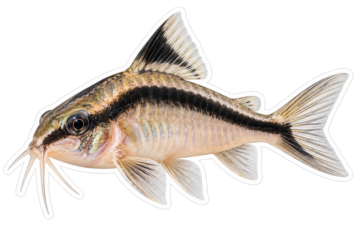 Cream Catfish with Broad Black Stripe Art Vinyl Decal Stickers