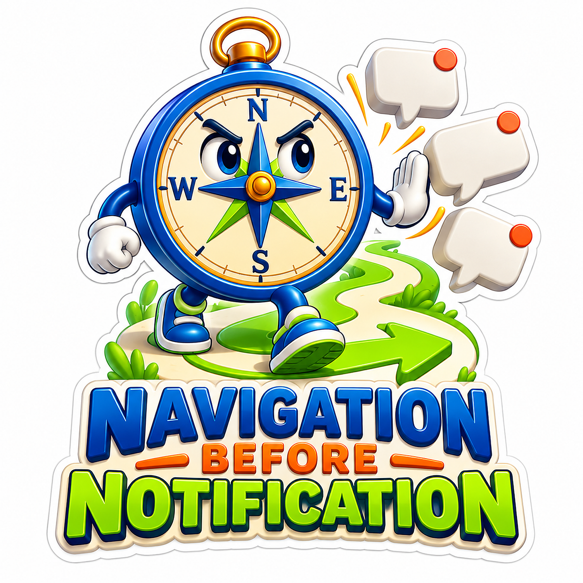 Navigation Before Notification Compass Mascot Vinyl Decal Stickers